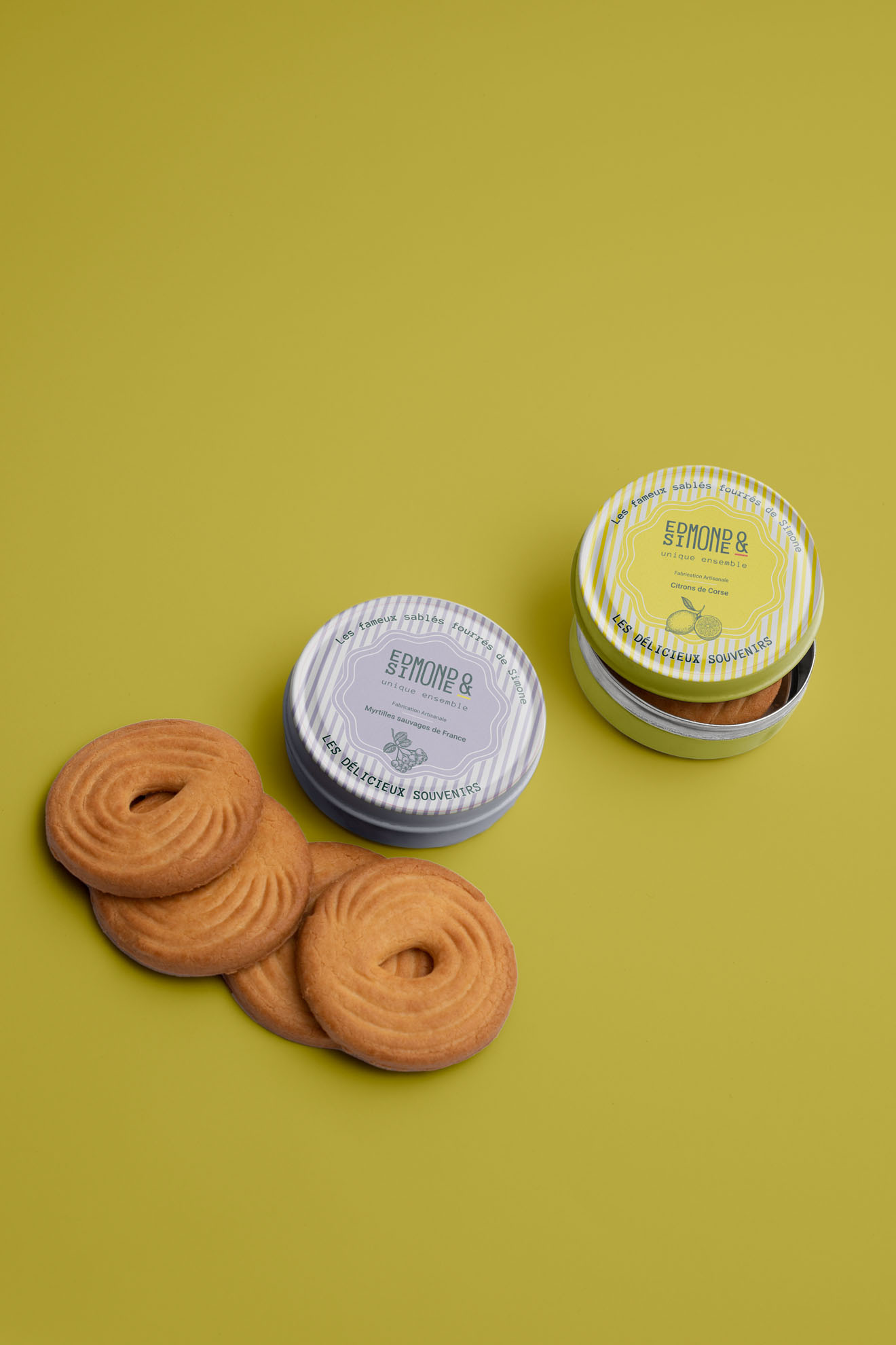 création de packaging pour une marque de biscuit et épicerie fine- création d'étiquette produit alimentaire- design graphique