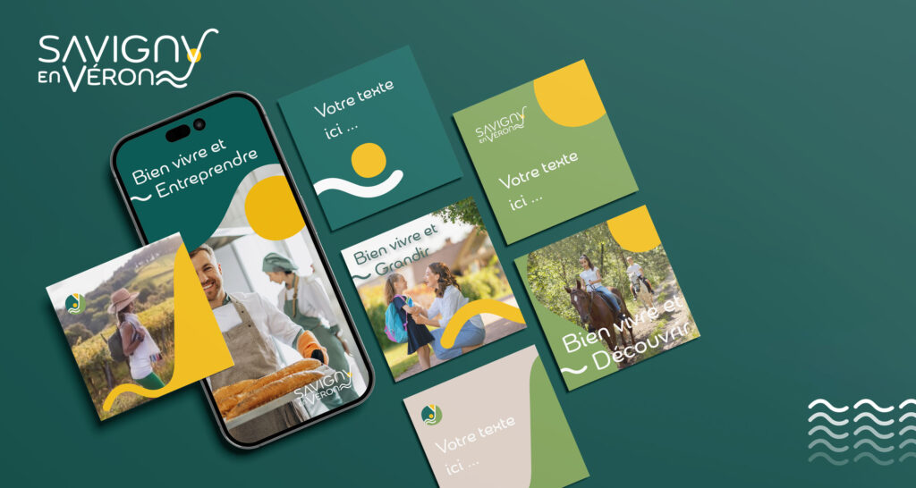Création de l’identité visuelle, supports de communication et direction artistique pour la Mairie de Savigny en Véron (37)