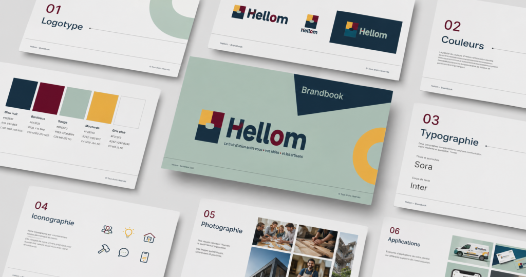 Projet Hellom — Branding, identité visuelle & direction artistique globale pour une entreprise de rénovation premium (49)